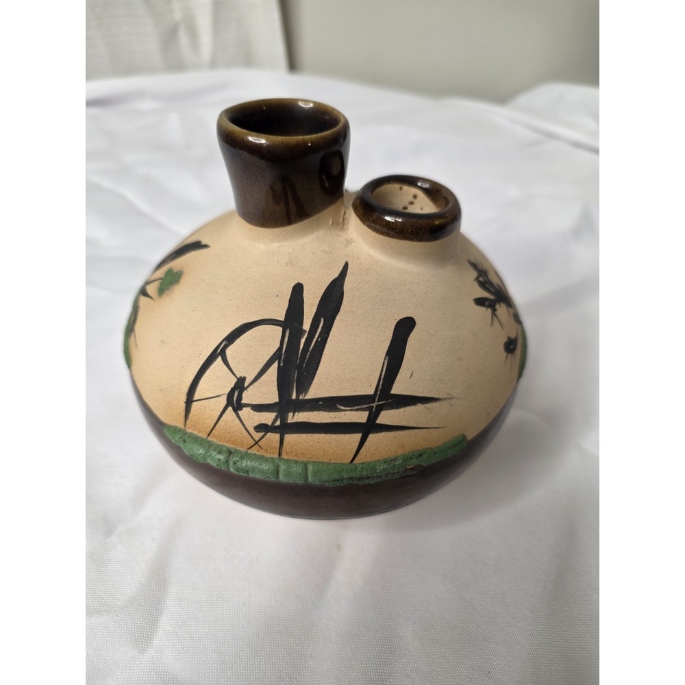 Betty Selby American Pottery Two Opening Vase hand painted Southwest signed